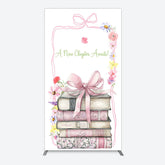 Aperturee - Aperturee Pink Book New Chapter Awaits Baby Shower Rectangle Backdrop